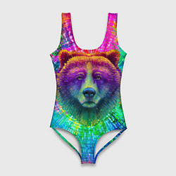 Купальник-боди 3D женский Цветной медведь, цвет: 3D-принт