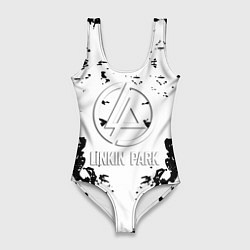 Купальник-боди 3D женский Linkin park краски лого чёрно белый, цвет: 3D-принт