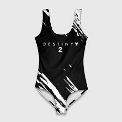 Купальник-боди 3D женский Destiny краски чёрно белые, цвет: 3D-принт