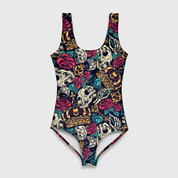 Купальник-боди 3D женский Винтажная татуировка, цвет: 3D-принт