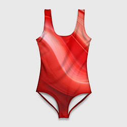 Купальник-боди 3D женский Красная волна, цвет: 3D-принт