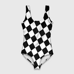 Купальник-боди 3D женский Шахматные клетки абстракция, цвет: 3D-принт