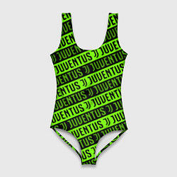 Купальник-боди 3D женский Juventus green pattern sport, цвет: 3D-принт