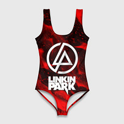 Женский купальник-боди Linkin park красный огонь