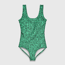 Купальник-боди 3D женский Мозаика нефритовый зелёный, цвет: 3D-принт