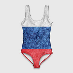 Купальник-боди 3D женский Флаг России разноцветный, цвет: 3D-принт