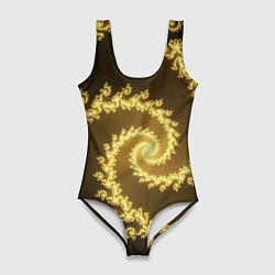 Купальник-боди 3D женский Желтая спираль фракталов, цвет: 3D-принт