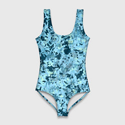 Купальник-боди 3D женский Абстракция бирюзовый, цвет: 3D-принт