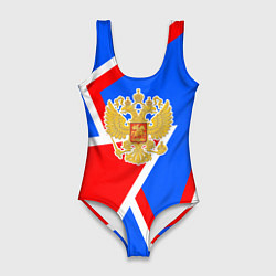 Купальник-боди 3D женский Герб России - патриотические цвета, цвет: 3D-принт