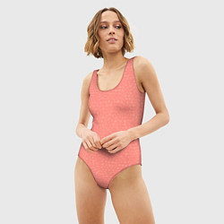 Купальник-боди 3D женский Паттерн мозаика тёмно-персиковый, цвет: 3D-принт — фото 2