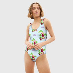 Купальник-боди 3D женский Инжир и линии, цвет: 3D-принт — фото 2