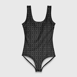 Купальник-боди 3D женский Тёмный чёрно-серый узорчатый, цвет: 3D-принт