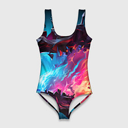 Купальник-боди 3D женский Абстрактные краски во взрыве, цвет: 3D-принт