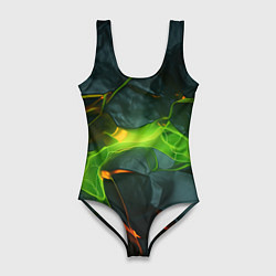 Купальник-боди 3D женский Неоновая яркая геометрическая абстракция со светом, цвет: 3D-принт