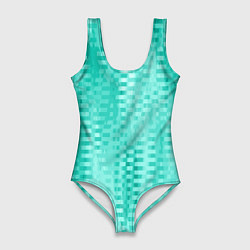 Купальник-боди 3D женский Светлый бирюзовый абстрактный полосочки, цвет: 3D-принт