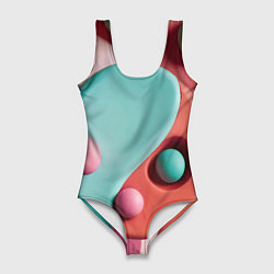 Купальник-боди 3D женский Пластилиновый медальон с шариками, цвет: 3D-принт