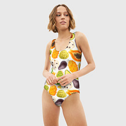 Купальник-боди 3D женский Экзотический фруктовый узор, цвет: 3D-принт — фото 2