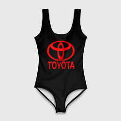Купальник-боди 3D женский Toyota red logo, цвет: 3D-принт