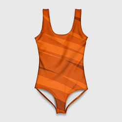 Купальник-боди 3D женский Тёмный оранжевый полосами, цвет: 3D-принт