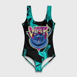 Купальник-боди 3D женский Вайпер flame neon game, цвет: 3D-принт