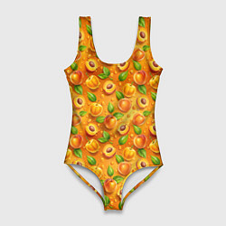 Купальник-боди 3D женский Сочные сладкие абрикосы паттерн, цвет: 3D-принт