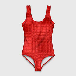 Купальник-боди 3D женский Красный однотонный текстурованный, цвет: 3D-принт
