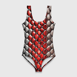 Купальник-боди 3D женский Змеиная объемная текстурная красная шкура, цвет: 3D-принт