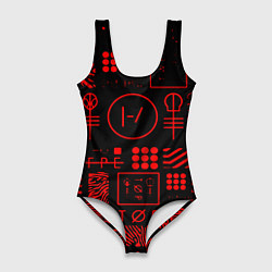 Купальник-боди 3D женский Twenty one pilots pattern rock, цвет: 3D-принт