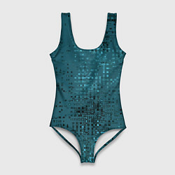 Купальник-боди 3D женский Тёмный бирюзовый абстракция однотонный, цвет: 3D-принт