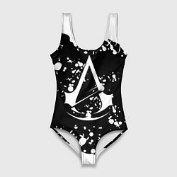 Купальник-боди 3D женский Assassins Creed logo краски, цвет: 3D-принт