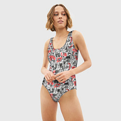 Купальник-боди 3D женский Узоры абстрактные, цвет: 3D-принт — фото 2