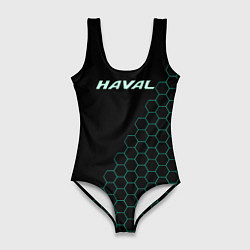 Купальник-боди 3D женский Haval чёрный мозаика, цвет: 3D-принт