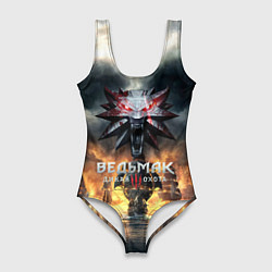 Купальник-боди 3D женский Ведьмак корабли лого, цвет: 3D-принт