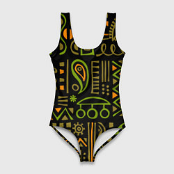 Купальник-боди 3D женский Абстрактный этнический орнамент, цвет: 3D-принт