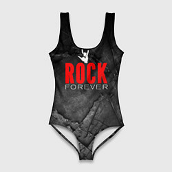 Купальник-боди 3D женский Rock forever on black, цвет: 3D-принт