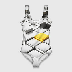 Купальник-боди 3D женский Оптические кубы текстура, цвет: 3D-принт