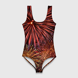Купальник-боди 3D женский Яркий красочный фейерверк, цвет: 3D-принт