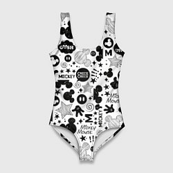 Купальник-боди 3D женский Микки Маус узор, цвет: 3D-принт