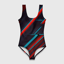 Купальник-боди 3D женский Абстракция из линий, цвет: 3D-принт