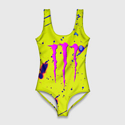 Купальник-боди 3D женский Monster energy краски, цвет: 3D-принт