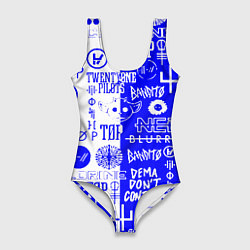 Купальник-боди 3D женский Twenty one pilots лого, цвет: 3D-принт