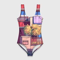 Купальник-боди 3D женский Lo-fi японский стиль улица, цвет: 3D-принт