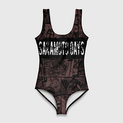 Купальник-боди 3D женский Дни сакамото манга с героями, цвет: 3D-принт