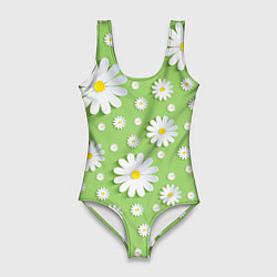 Купальник-боди 3D женский Ромашки бумажные, цвет: 3D-принт