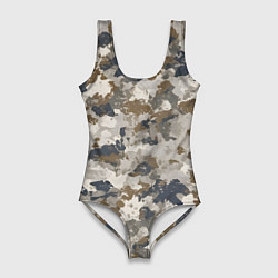 Купальник-боди 3D женский Светлый камуфляж, цвет: 3D-принт