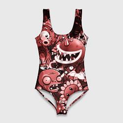 Купальник-боди 3D женский Растения против зомби в красном цвете, цвет: 3D-принт