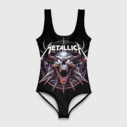 Купальник-боди 3D женский Metallica - cool skull with horns, цвет: 3D-принт