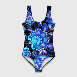 Купальник-боди 3D женский Хохлома негатив, цвет: 3D-принт