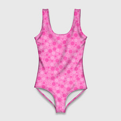 Купальник-боди 3D женский Малиново розовые пузыри и горохи, цвет: 3D-принт