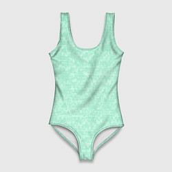 Купальник-боди 3D женский Аквамарин однотонный текстурированный, цвет: 3D-принт